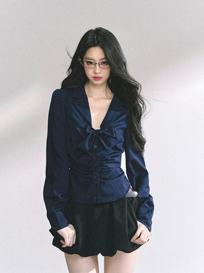 Camisa corta con pajarita