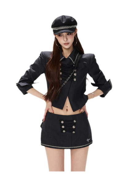 Corded Napoleonic Jacket Skirt Set