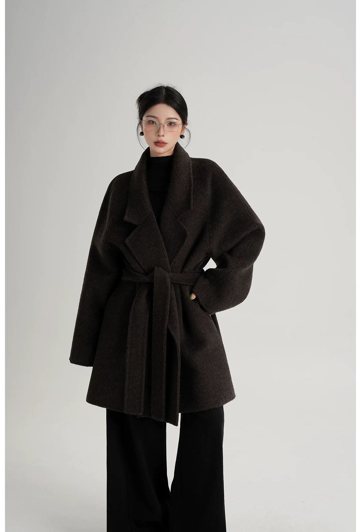 Wool Shawl Collar Wrap Coat