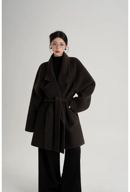 Wool Shawl Collar Wrap Coat