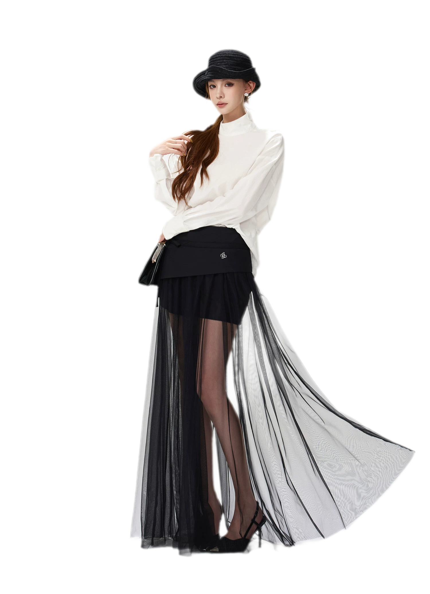 Lyocell Mock-Neck Waist Shirt