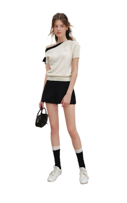 Wool Blend Bow Knit Tee