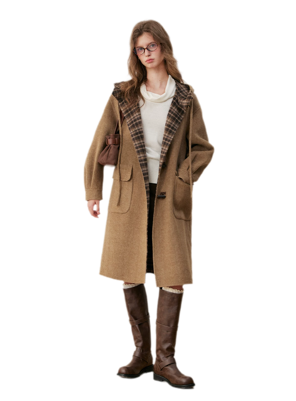 Merino Plaid Toggle Coat
