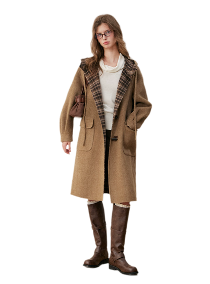 Merino Plaid Toggle Coat