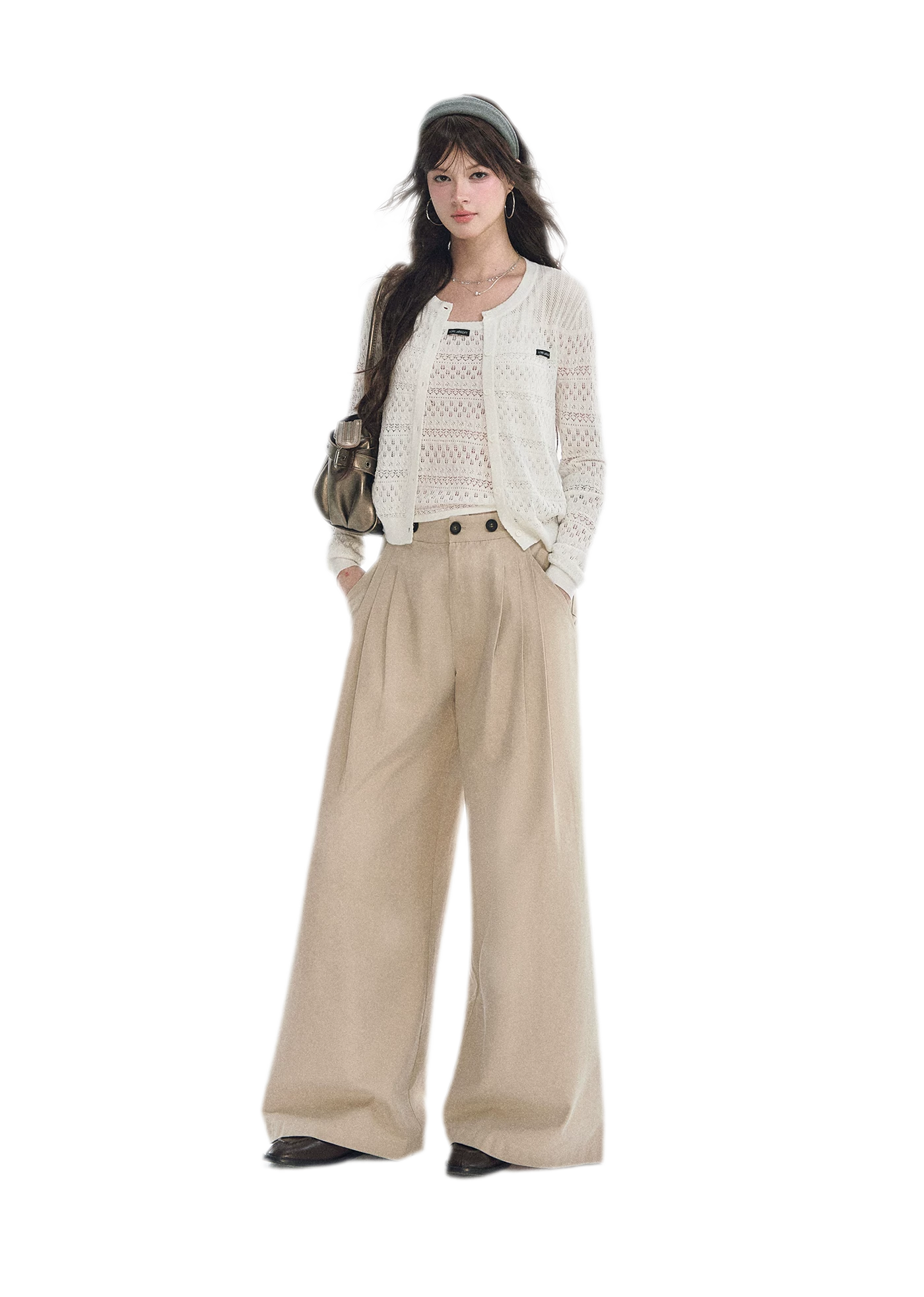 Openwork Cropped Knit Set