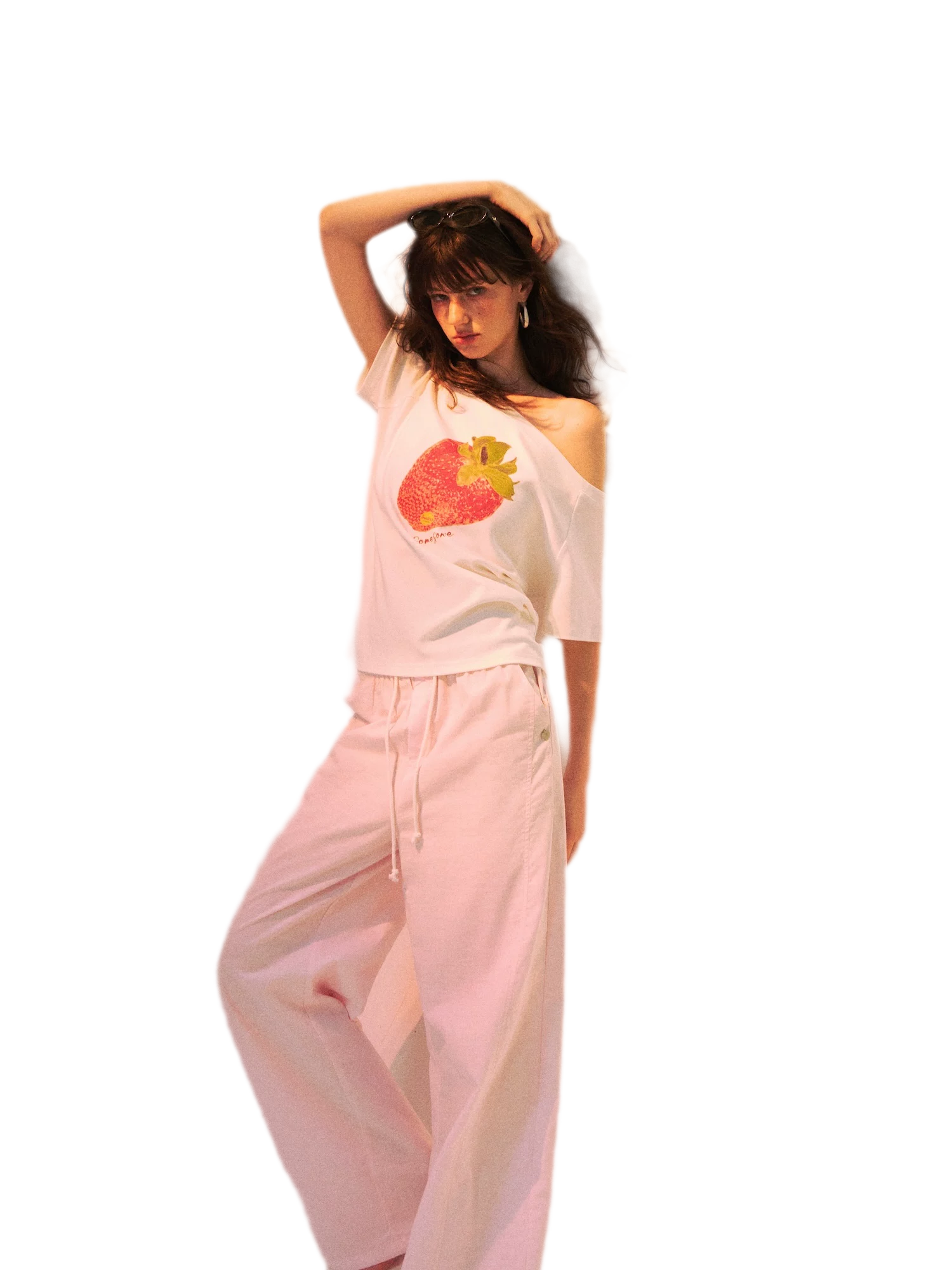 Dopamine Strawberry One-Shoulder Tee