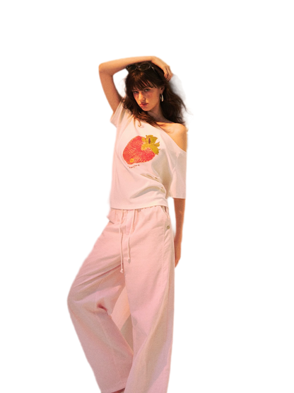 Dopamine Strawberry One-Shoulder Tee