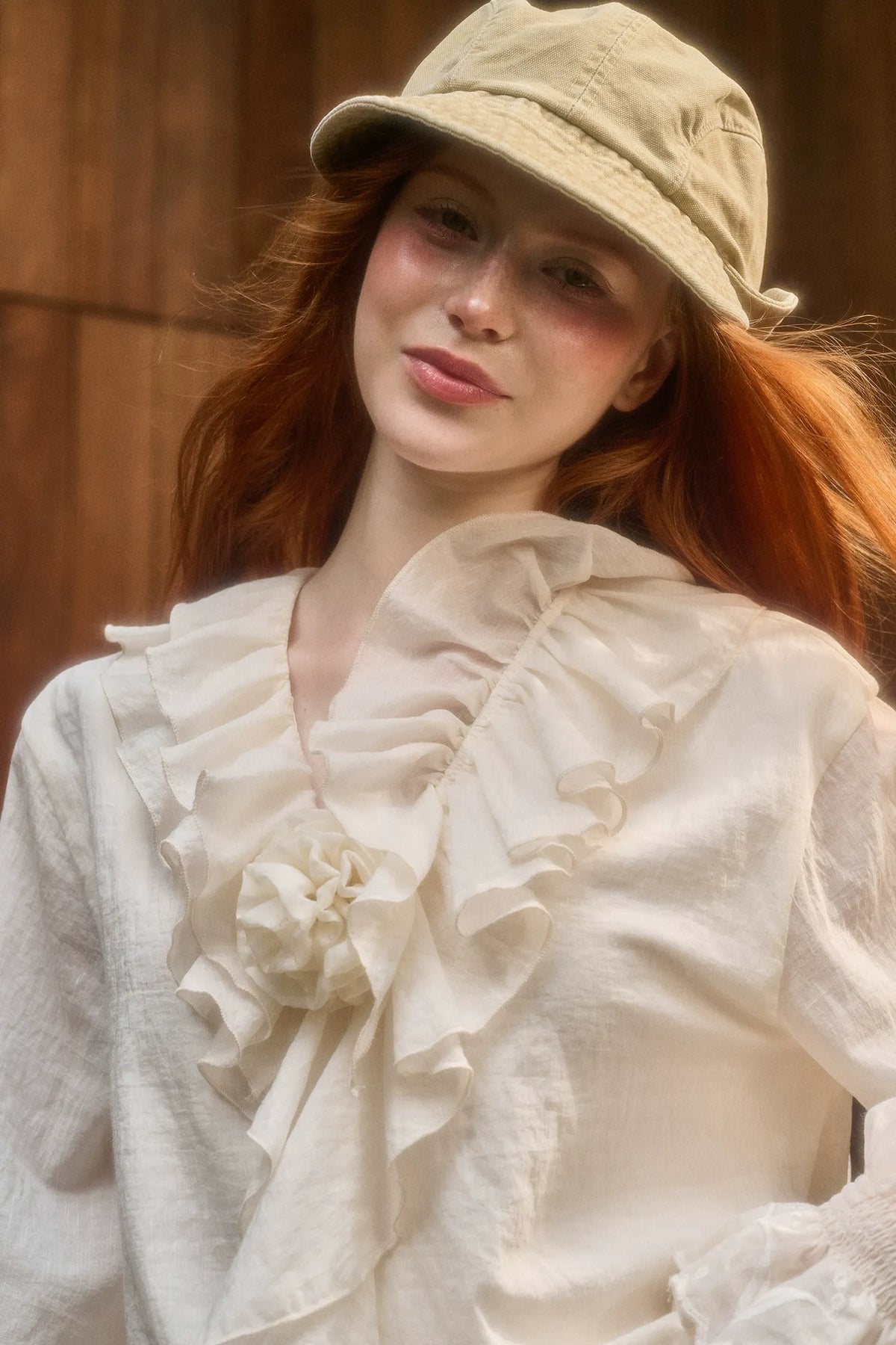 Embroidered Ruffle Blouse Skirt Set
