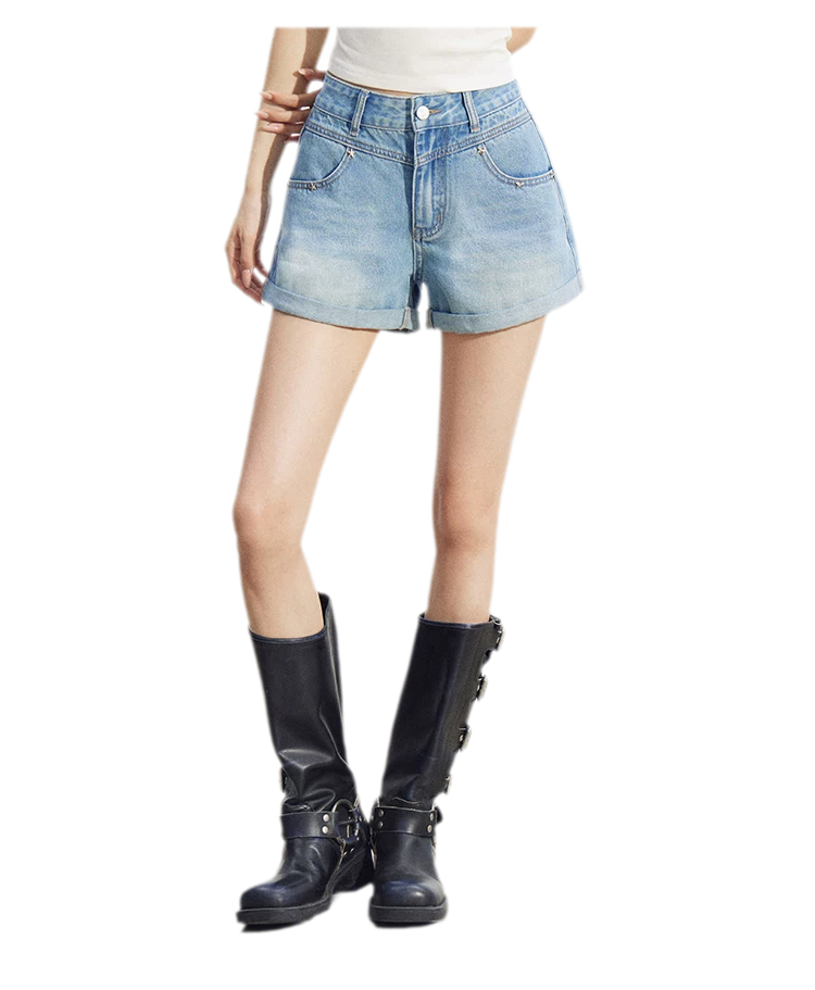 Embroidered Denim Shorts