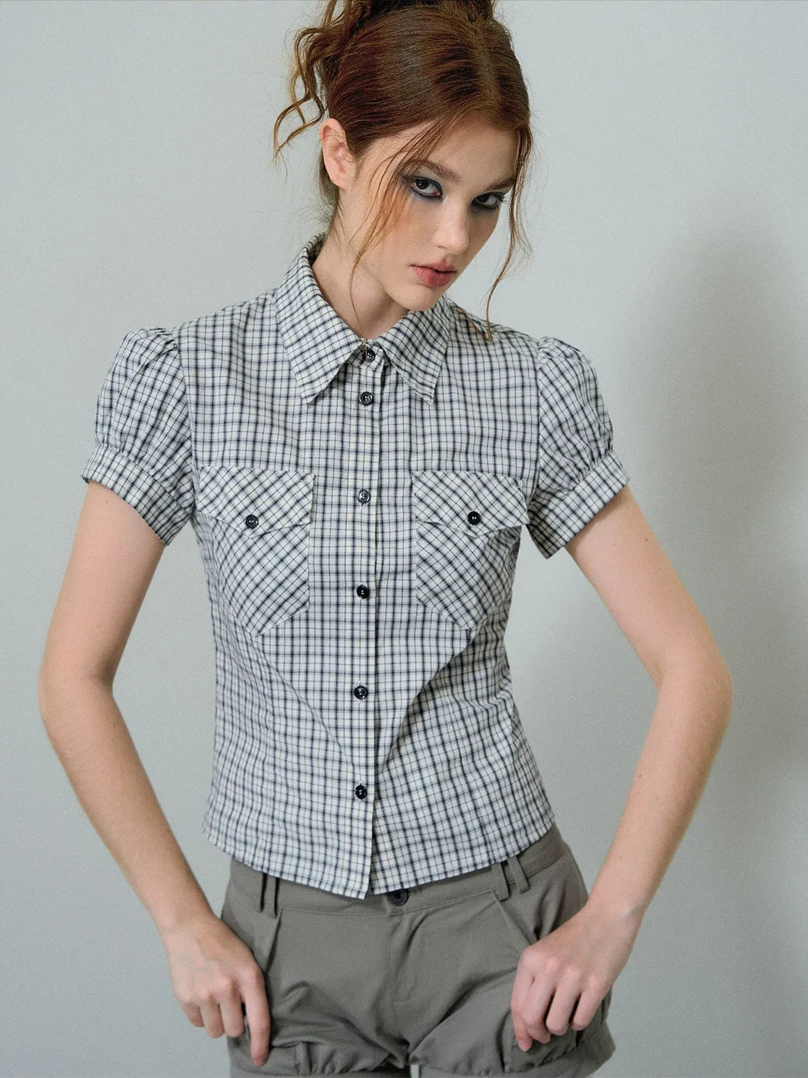 Check Puff Sleeve Shirt