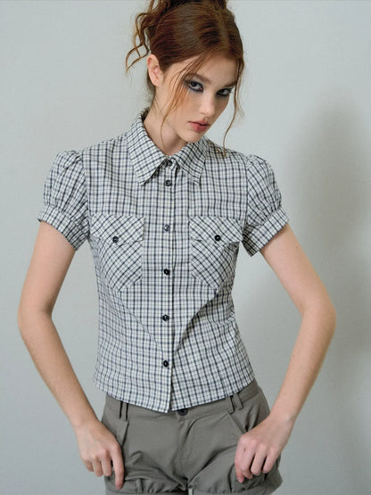 Check Puff Sleeve Shirt