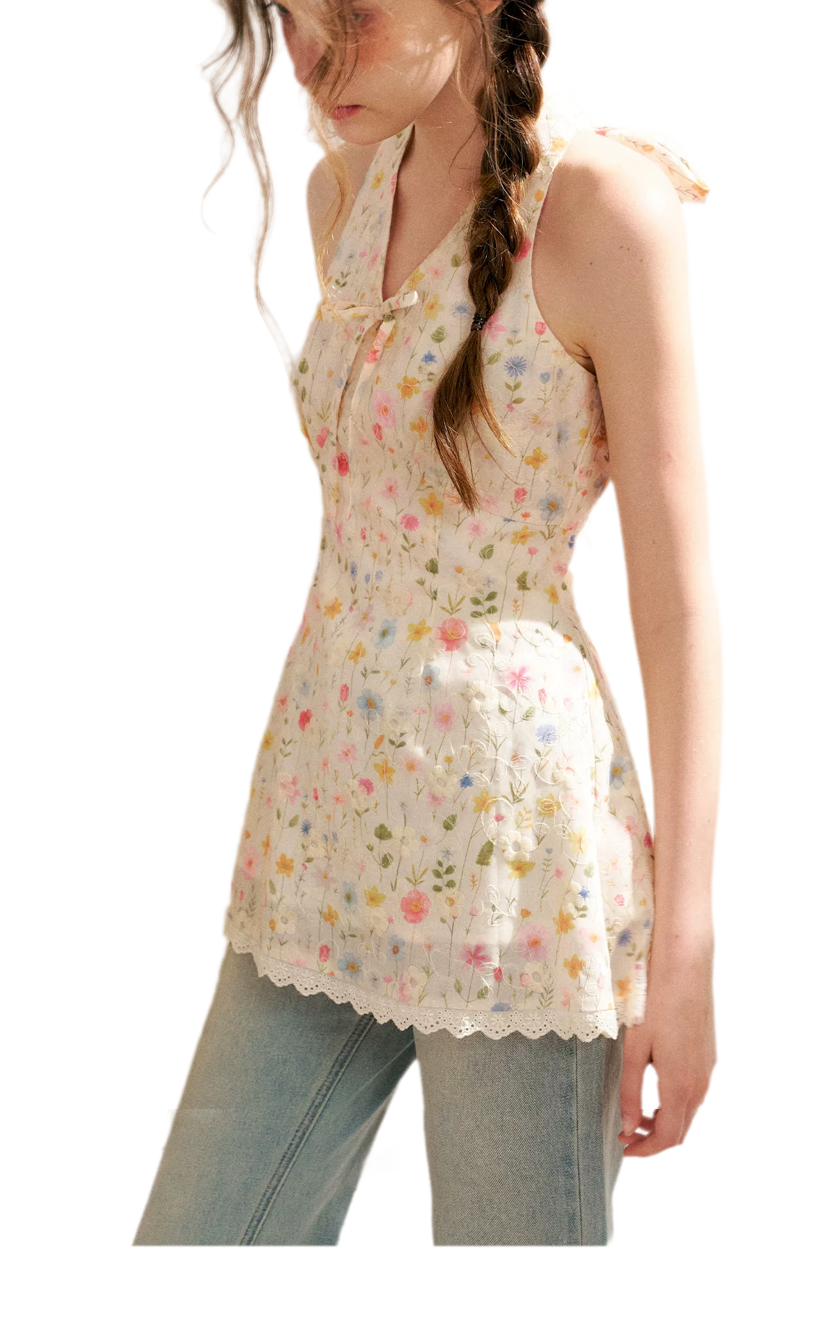 Dreamy Garden Embroidered Halter Top
