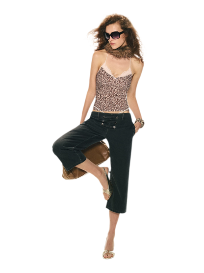 Retro Leopard Print Lace Camisole