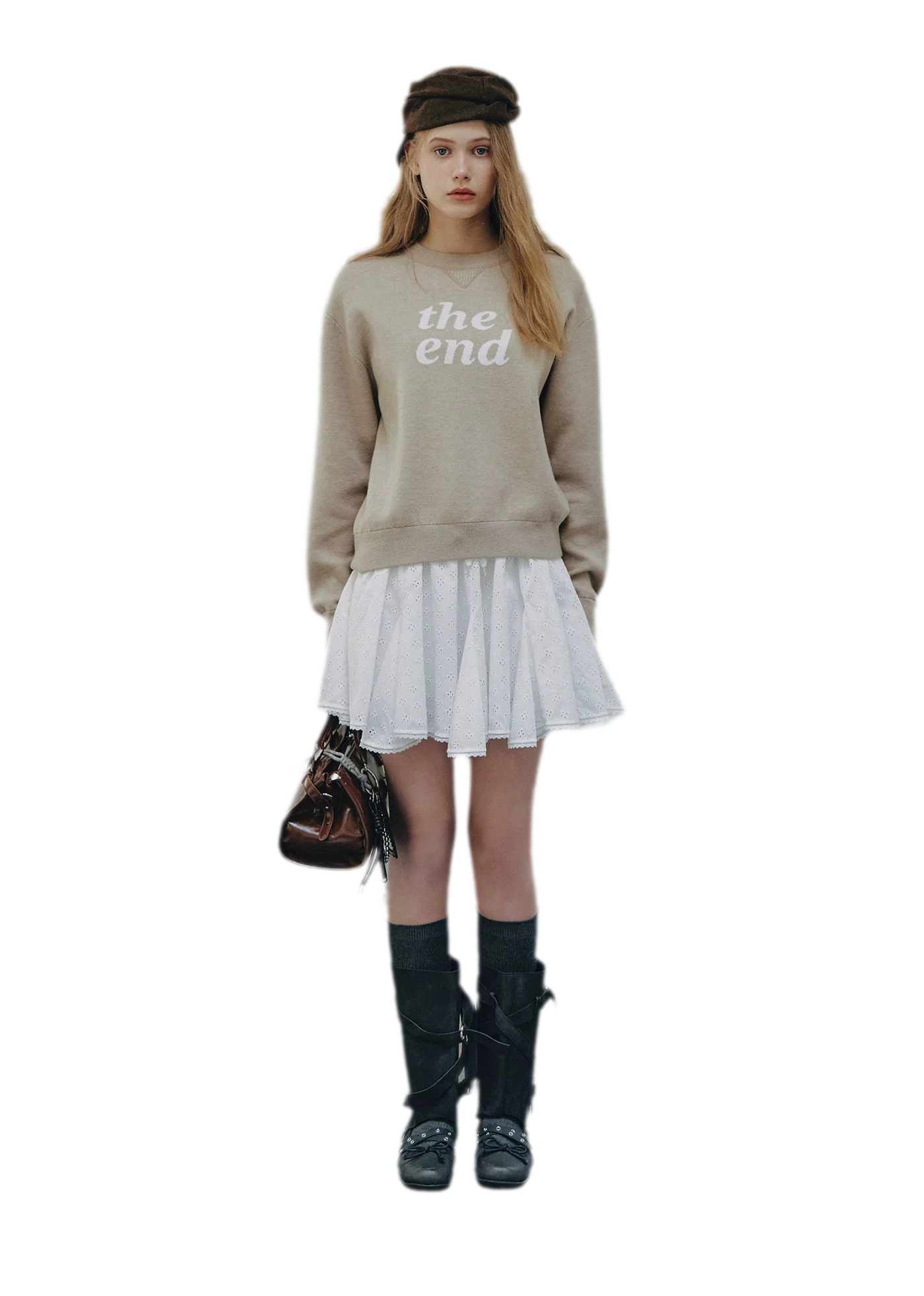 Jacquard Cropped Crewneck Sweater
