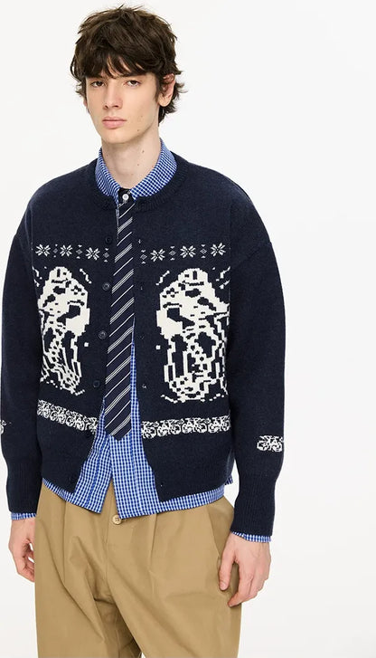Fair Isle Relaxed Cardigan Sweater