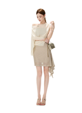 CYNR Sheer Drape Off-Shoulder Dress – view 11