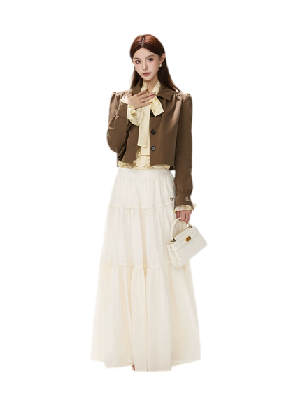 Vintage Puff Sleeve Cropped Jacket
