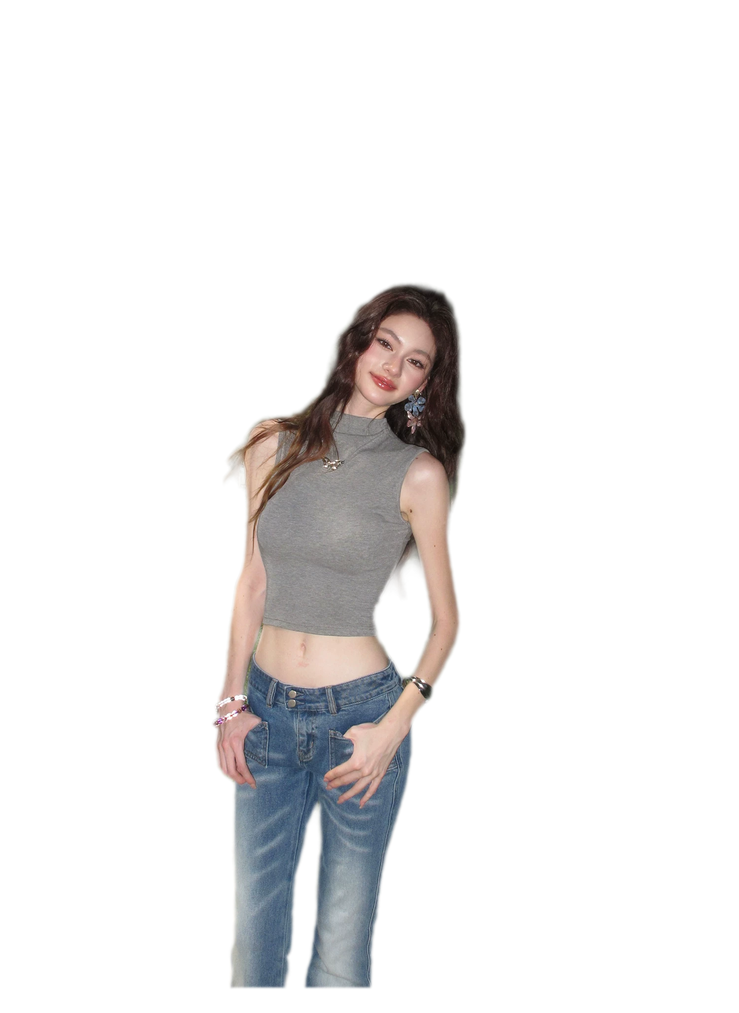 Sleeveless High Neck Tee