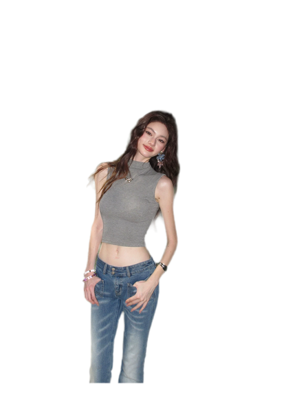 Sleeveless High Neck Tee