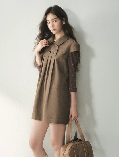 Vestido de lana con cuello Peter Pan