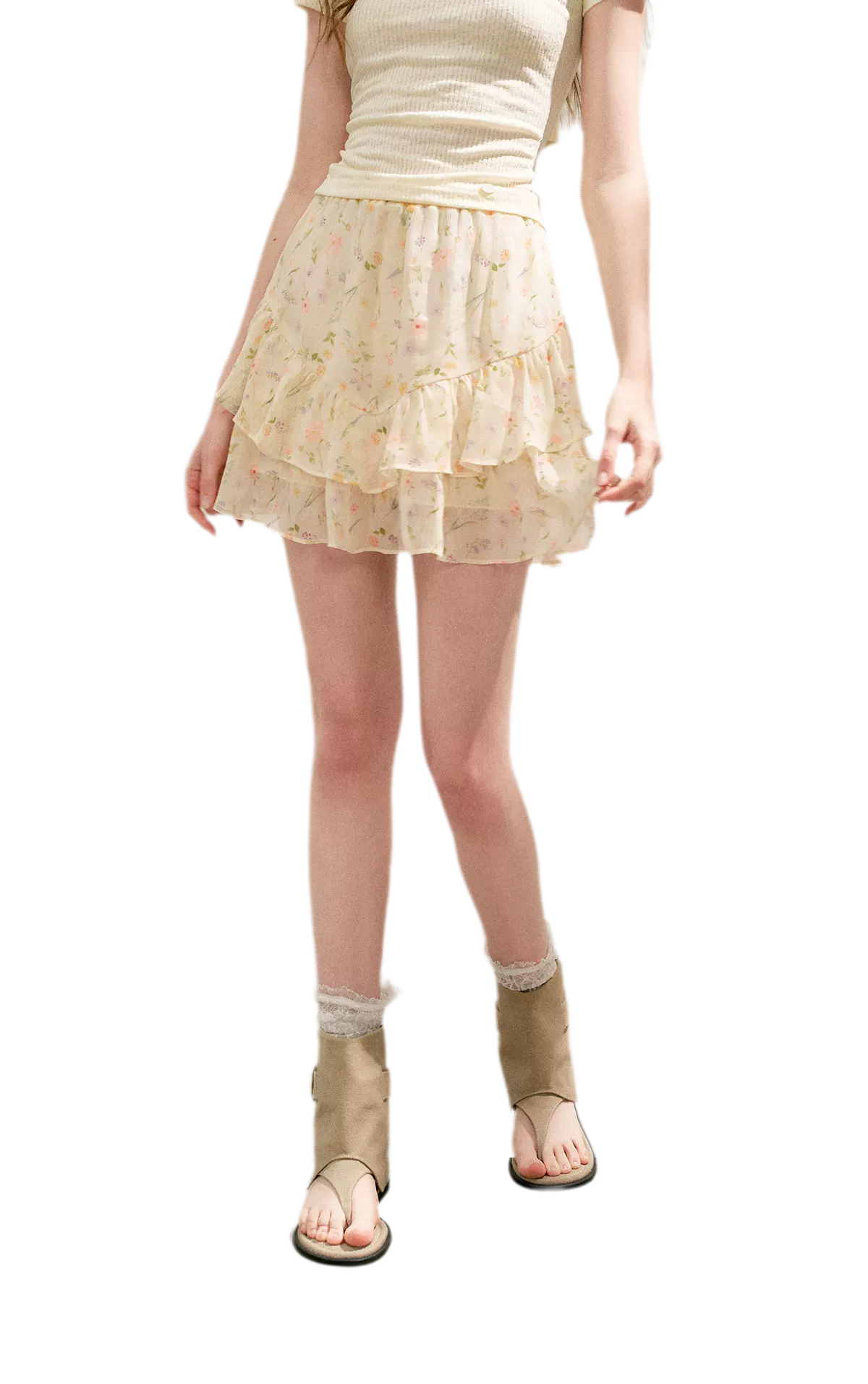 Romantic Chiffon Floral Short Skirt
