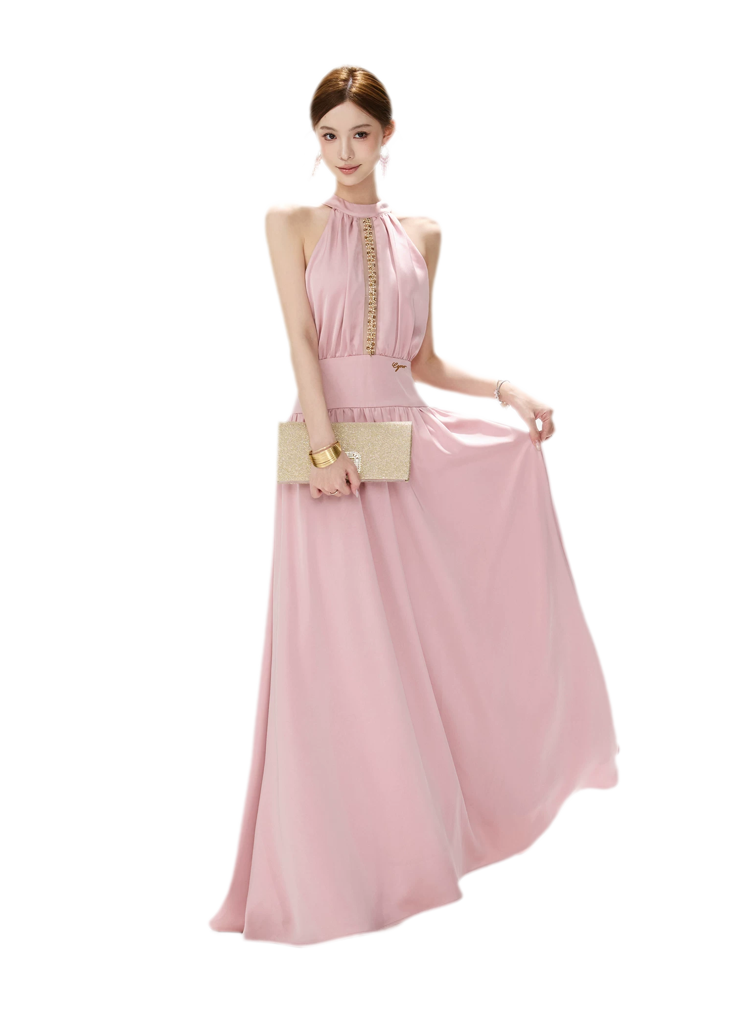 Rhinestone Halter Maxi Dress