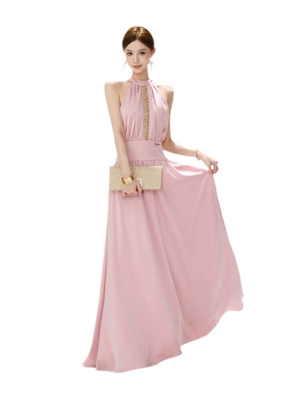 Rhinestone Halter Maxi Dress