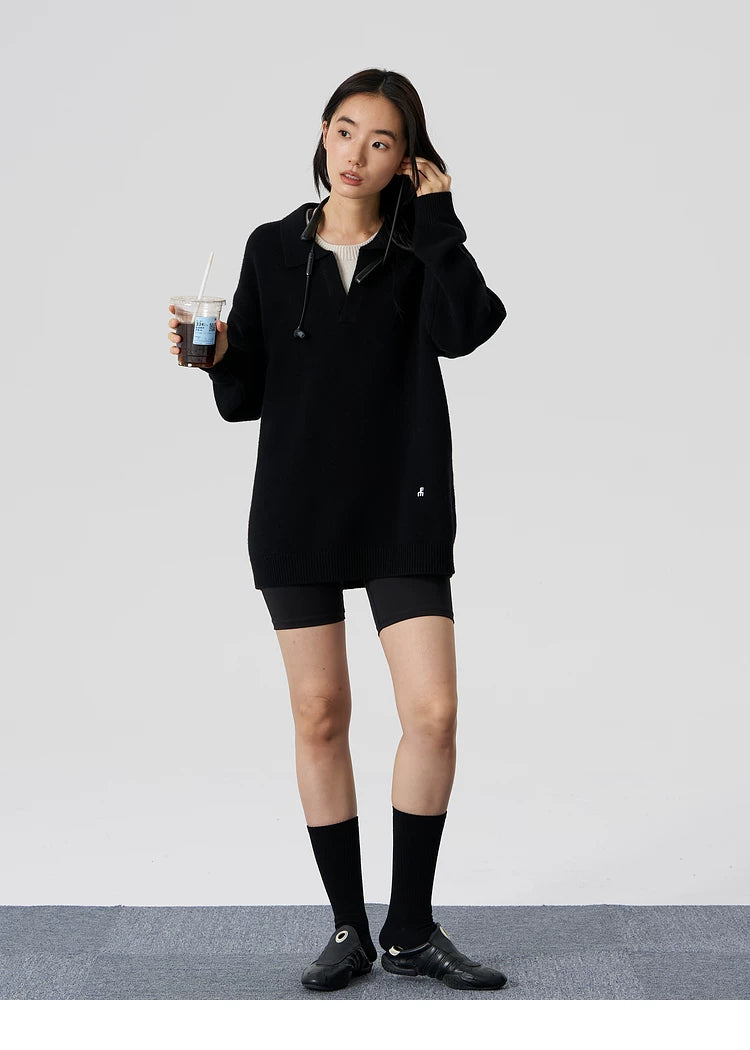 Embroidered Oversized Wool Blend Sweater