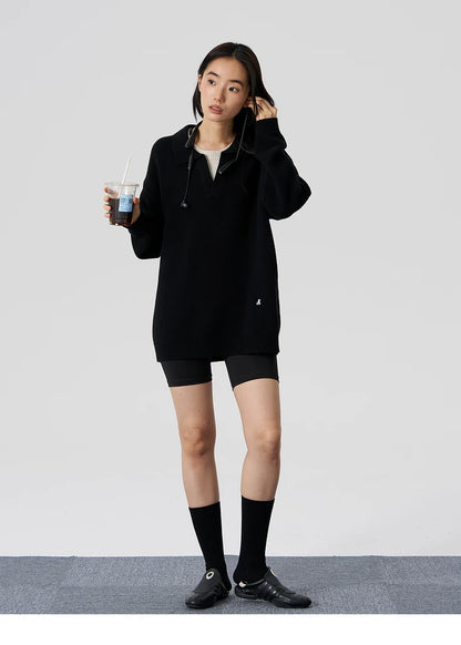 Embroidered Oversized Wool Blend Sweater