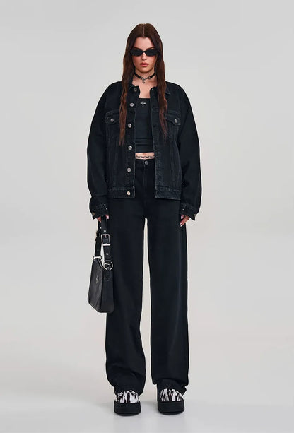 Cross Statue Wide Straight Jeans