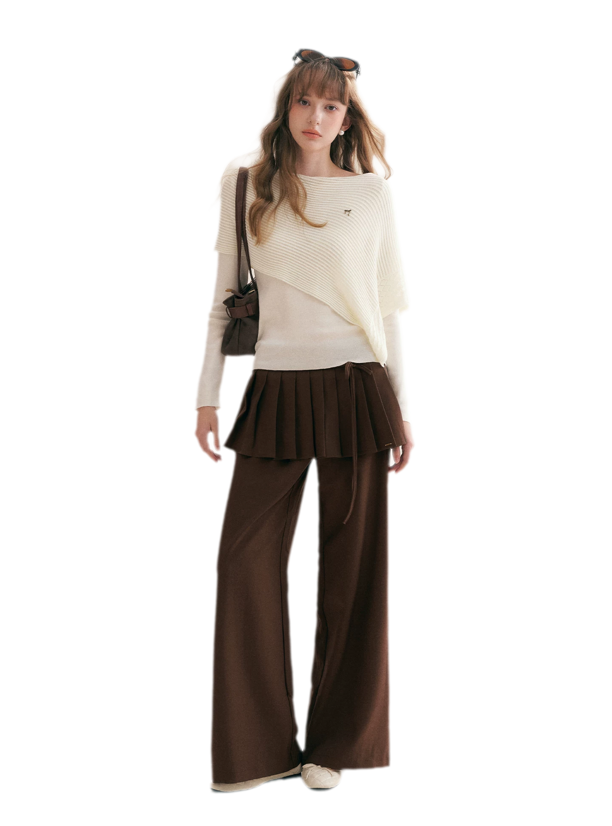 Pantalon plissé drapé à jambes larges