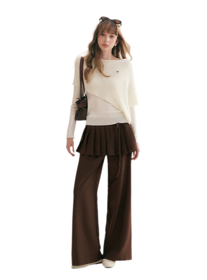 Pantalon plissé drapé à jambes larges