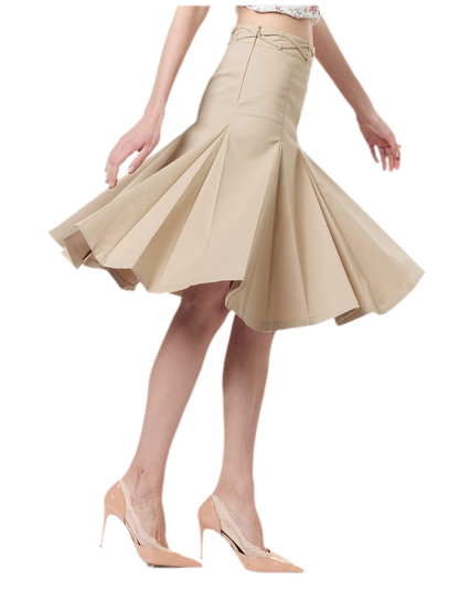 Low Waist Pleated A-Line Skirt