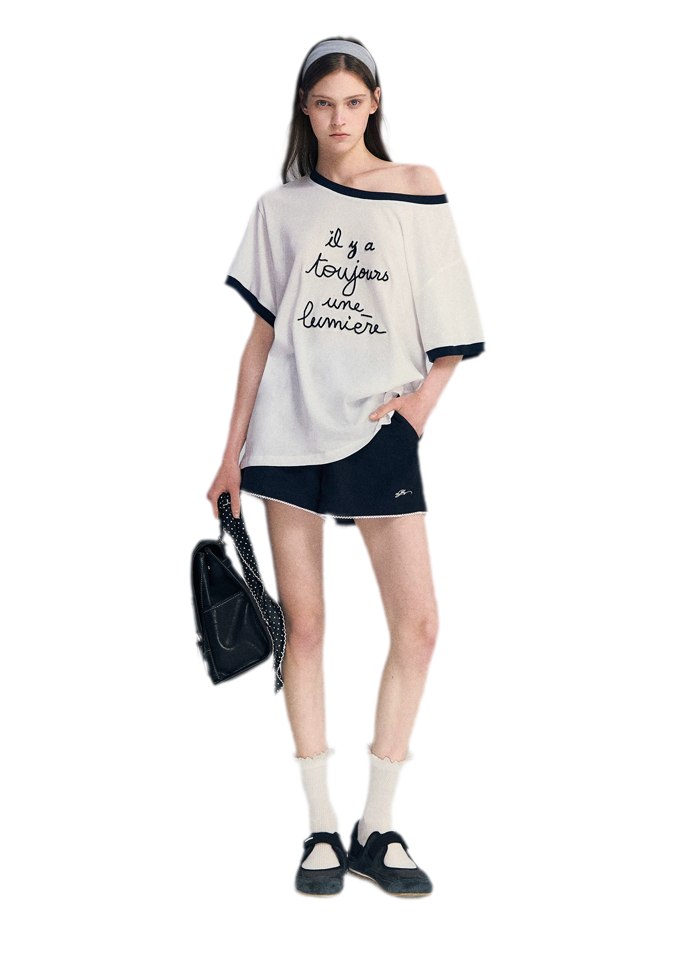 Contrast Rib Knit T-Shirt