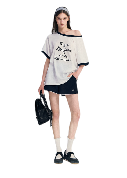 Contrast Rib Knit T-Shirt