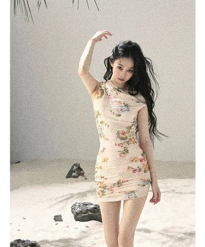 French Floral Mesh Dress