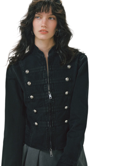 Distressed Cropped Denim Jacket