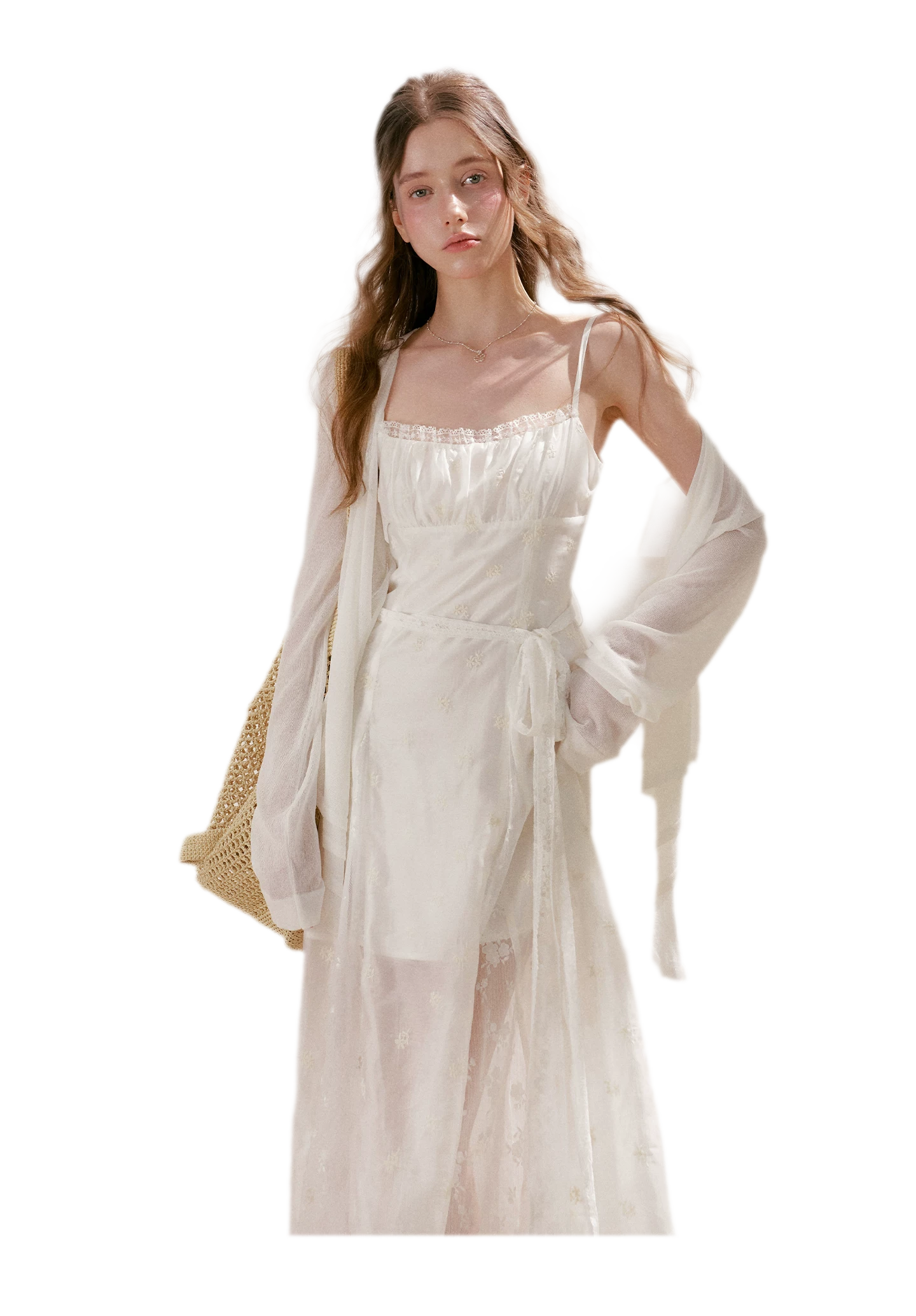 French Embroidered A-line Dress