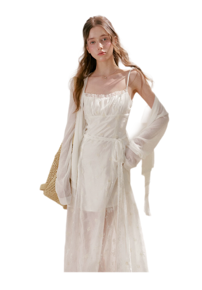 French Embroidered A-line Dress