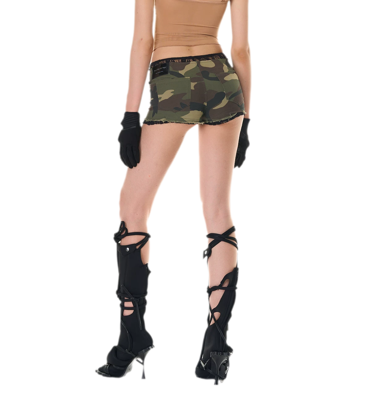 Camouflage Lace Trim Shorts