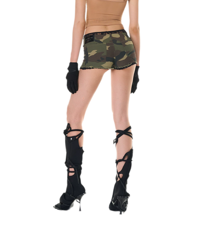 Camouflage Lace Trim Shorts