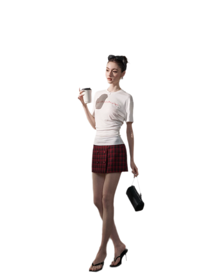 Low-Waist Plaid Mini Skirt