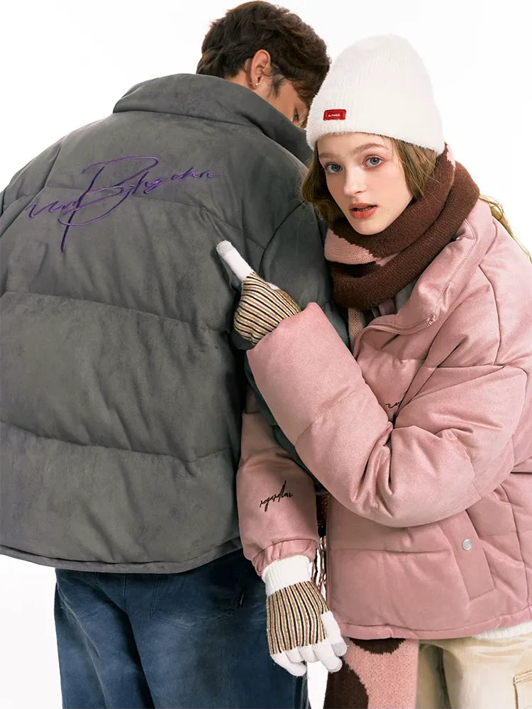 Suede Oversized Down Puffer Jacket