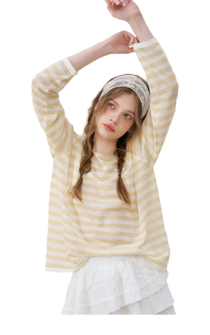 Striped Open-Back Cover-Up