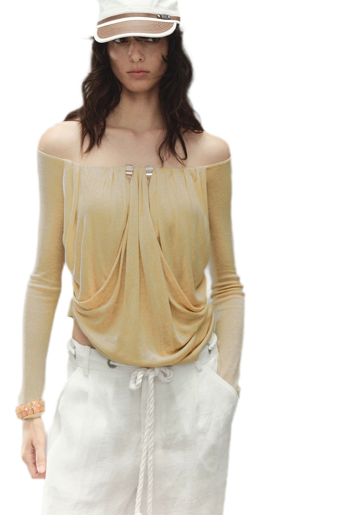 Tencel Wool Off-Shoulder Top