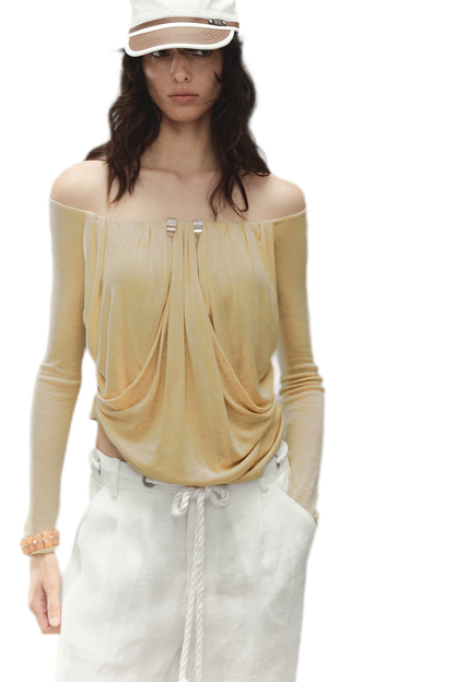 Tencel Wool Off-Shoulder Top