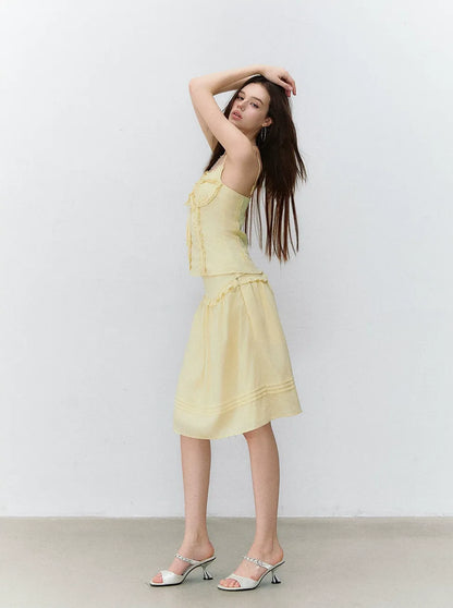 Semi-Sweet Design Bowknot Ruffle Camisole &amp; Skirt Set