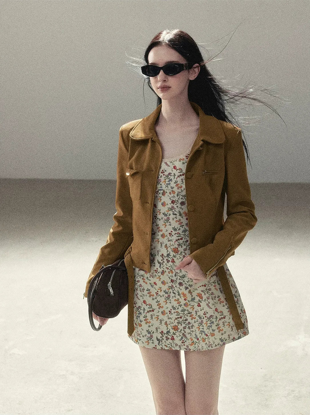 Soft Suede Cropped Utility Jacket