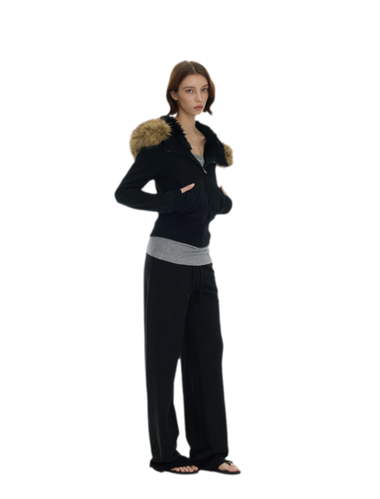 Detachable Fur Collar Hoodie Jacket