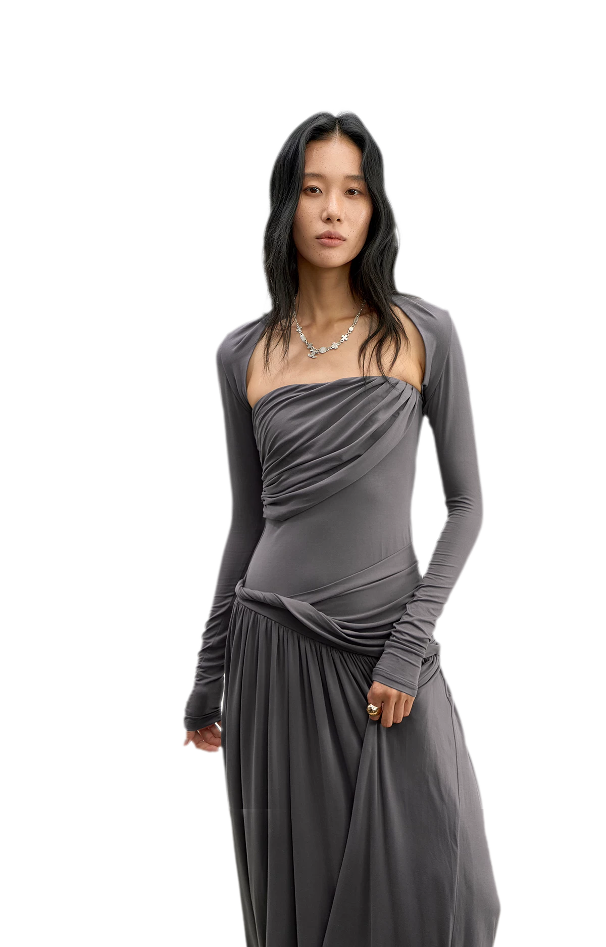 Twist Bandeau A-Line Maxi Dress